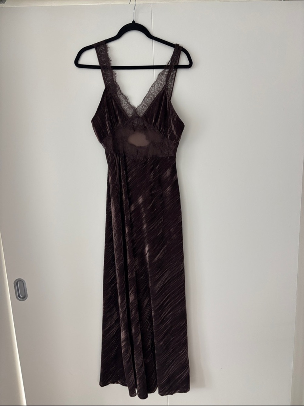 Zara Brown Lace-Trim Midi Dress